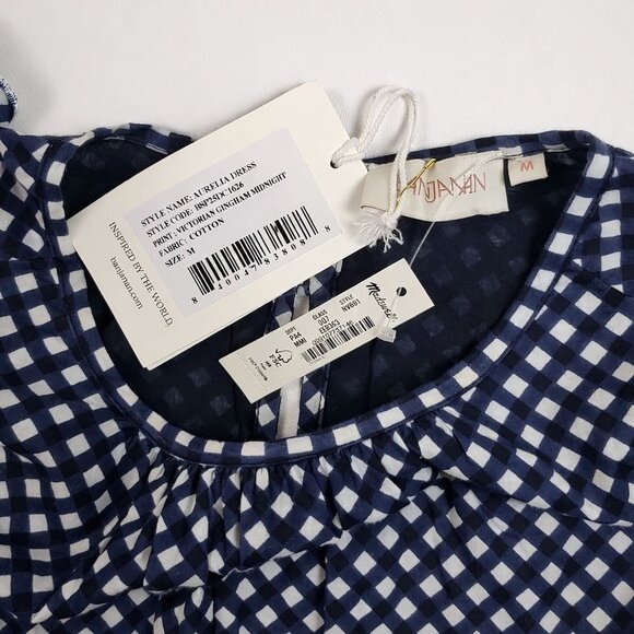 Banjanan Aurelia Victorian Gingham Maxi Dress Midnight Size M NWT - Picture 3 of 16